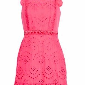NWOT Sam Edelman Hot Pink Eyelet Mini Dress